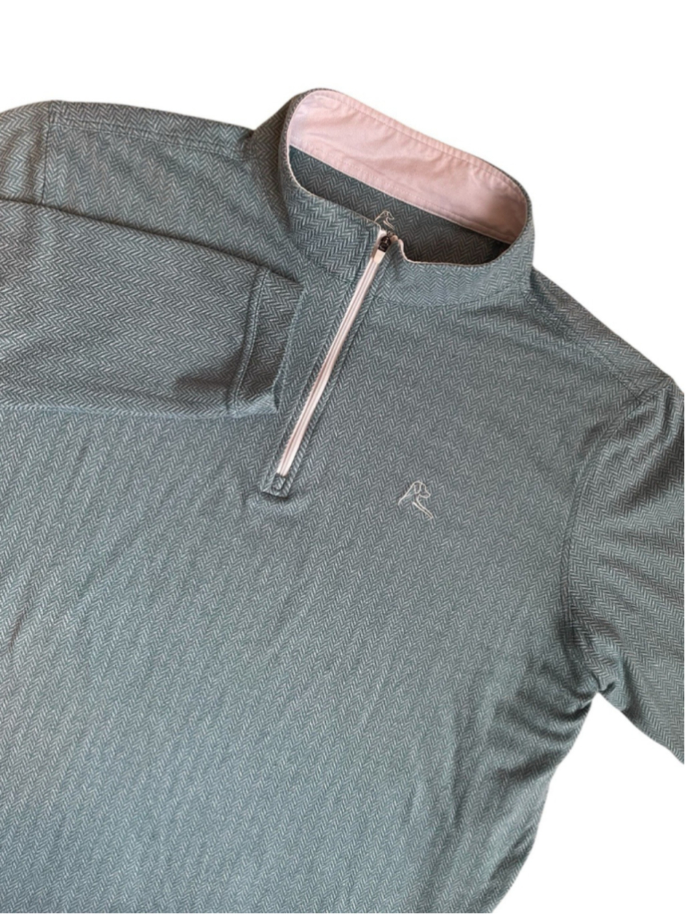 Rhoback Quarter Zip Pullover Mens XL Green Herringbone Stretch Sweatshirt Golf